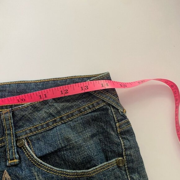 Vintage Y2K Low Rise Button Fly Embroidered Straight Leg Jeans - Picture 8 of 9